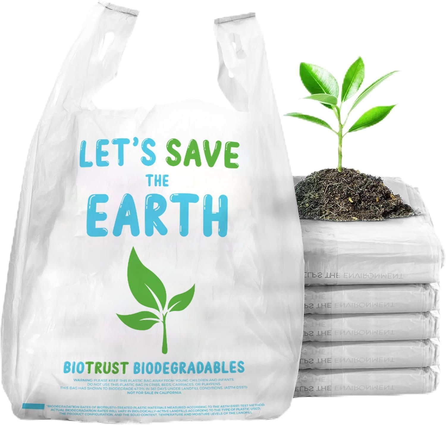 Biodegradable Thank You Bags | 600 Pieces - Bulk | Extra Thick, Sturdy, Recyclable & Reusable | 