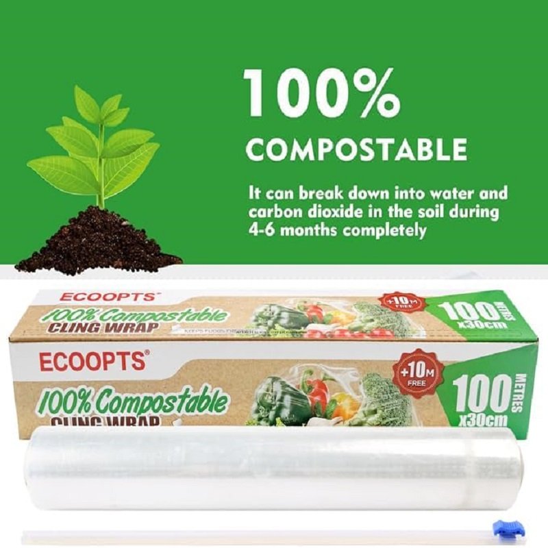  100% Compostable Fresh Food Service Cling Film Wrap Rolls - 12 inches (~30.5 cm) x 360 feet (~91.4 