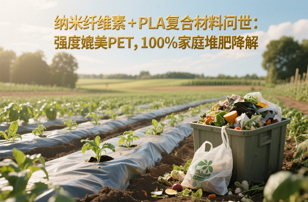 Nanocellulose + PLA composites introduced: strength comparable to PET, 100% home compost degradation